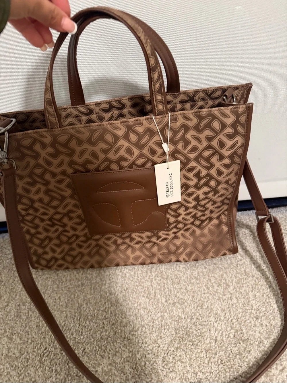 Telfar Medium Jacquard Shopper - Chocolate Monogram